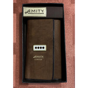 Amity Cowhide Leather Tri-Fold Small Brown Vintage Wallet-Model #16507 22! M1291